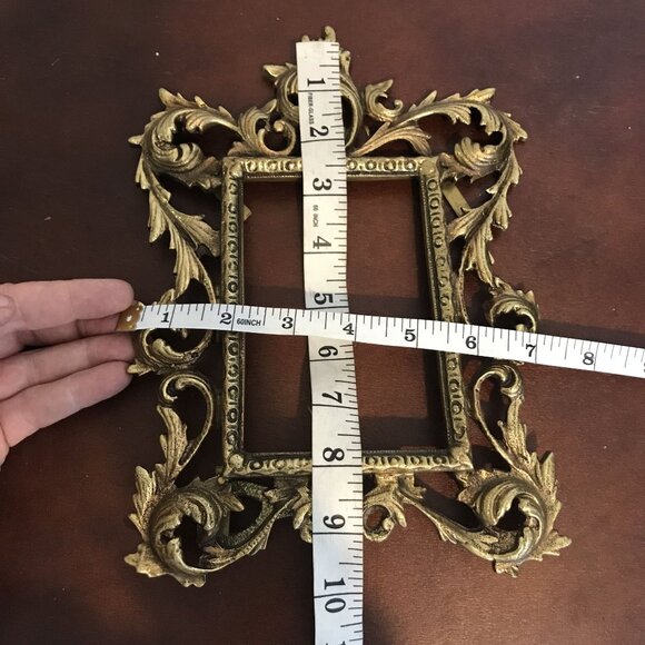 Antique Ornate Victorian Brass Picture Frame W/ Easel Stand 3.5 X 5 Photo - Picture 5 of 6